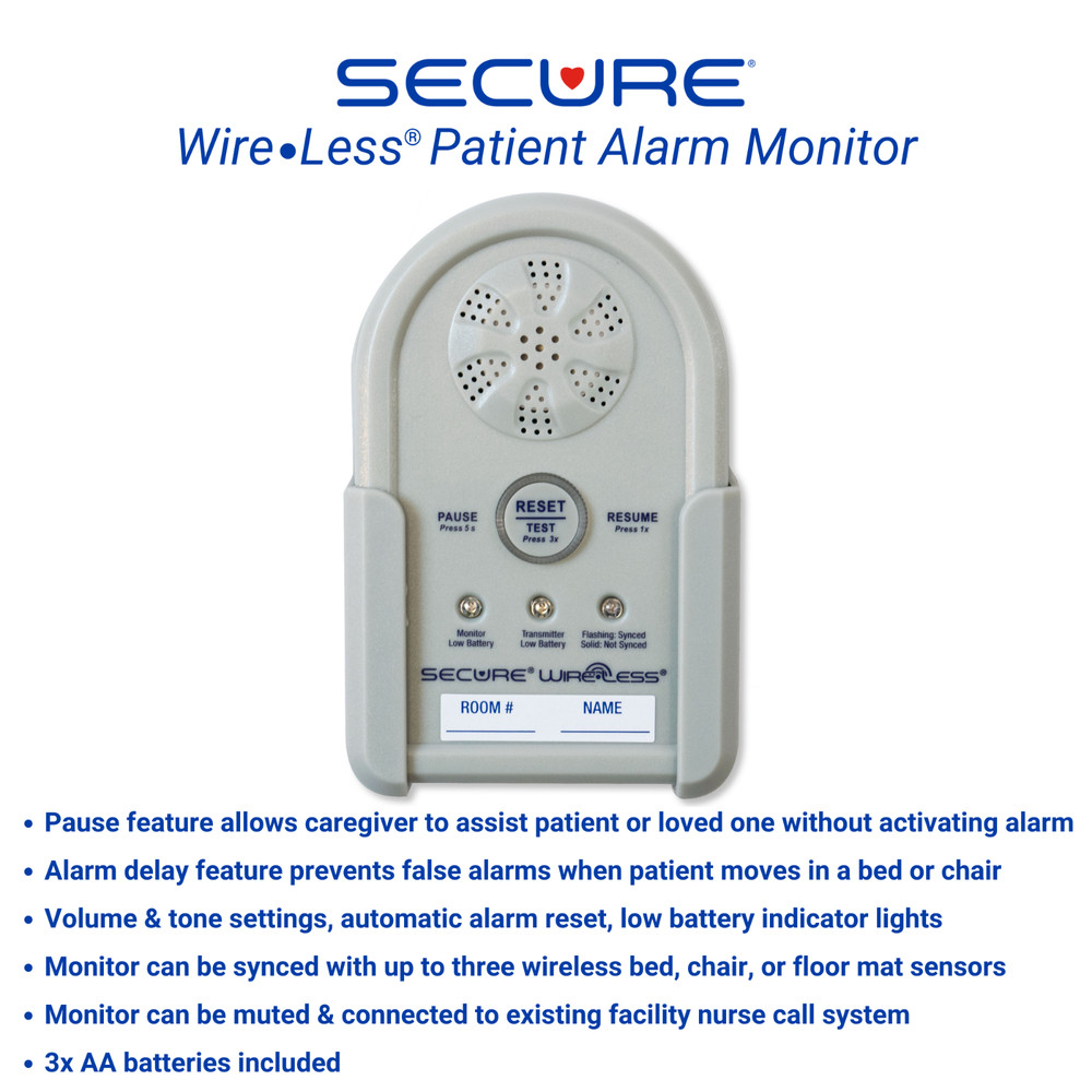 Secure Wireless Bed Exit Alarm Set Elderly Patient Fall & Wandering Prevention