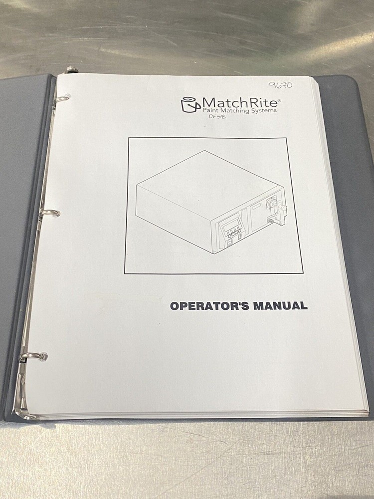 MatchRite Paint Matching system CF58 - Users Guide / Instruction Book / Manuals