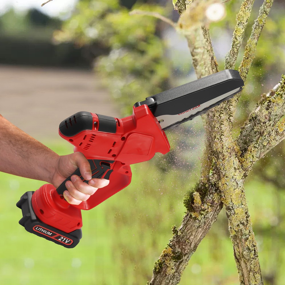 Electric Compact Portable Chainsaw Rechargeable Battery Powered Cutting Logging