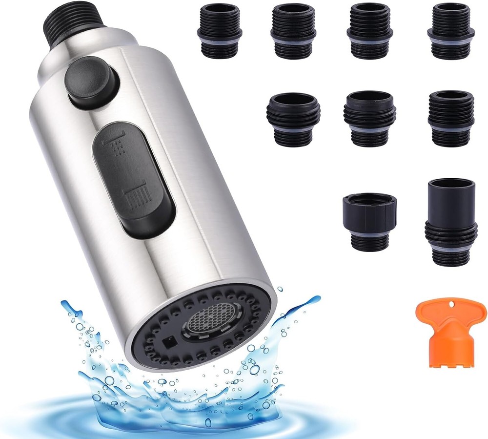 Pull Down Kitchen Faucet Sprayer Head Replacement with 9 Adapters