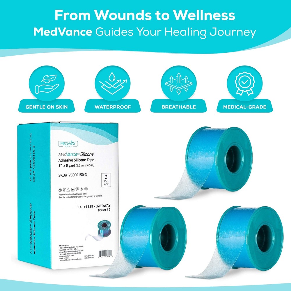 MedVance Silicone Tape , 1" Width, 5 Yards, 3 Pack