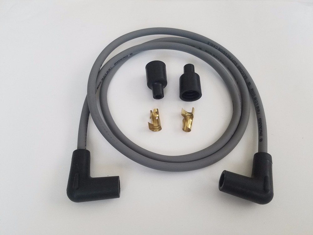 28" VINTAGE UNIVERSAL GRAY SILICONE SPARK PLUG WIRE 8MM KIT SUPPRESSION CORE