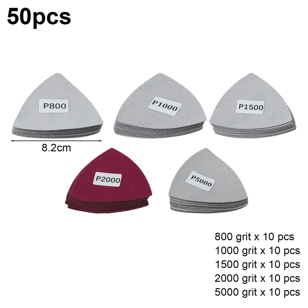 50x 90mm Triangle Sanding Sheets Sandpaper Set 800 1000 1500 2000 5000 Grit