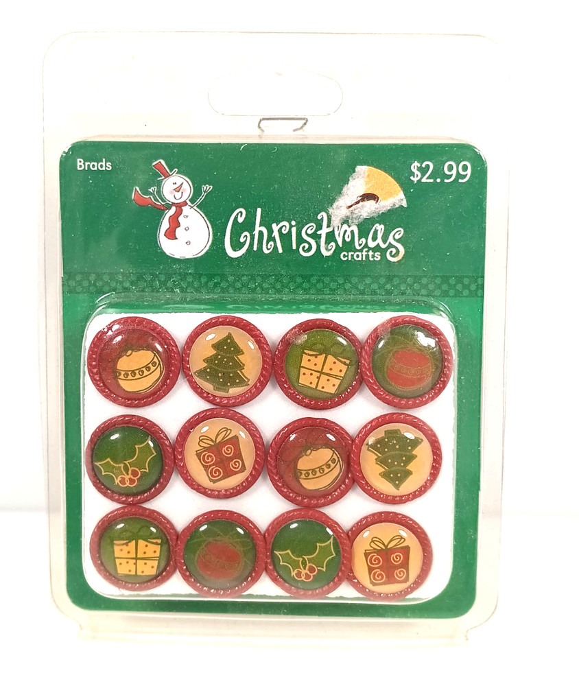 Christmas Tree Holly Presents Icon Decorative Epoxy Brads