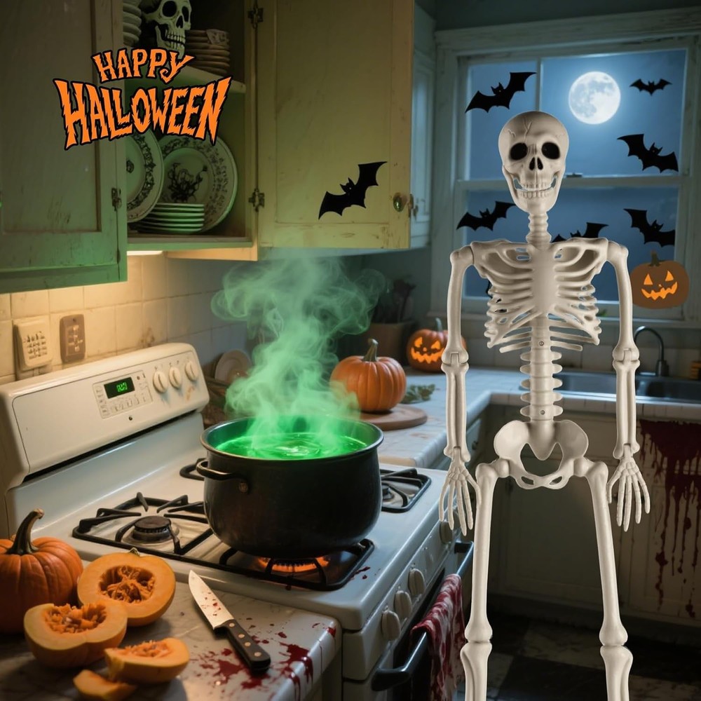 2pc Halloween Skeleton 3 ft Human Skeleton Full Body Posable Joints Skeleton