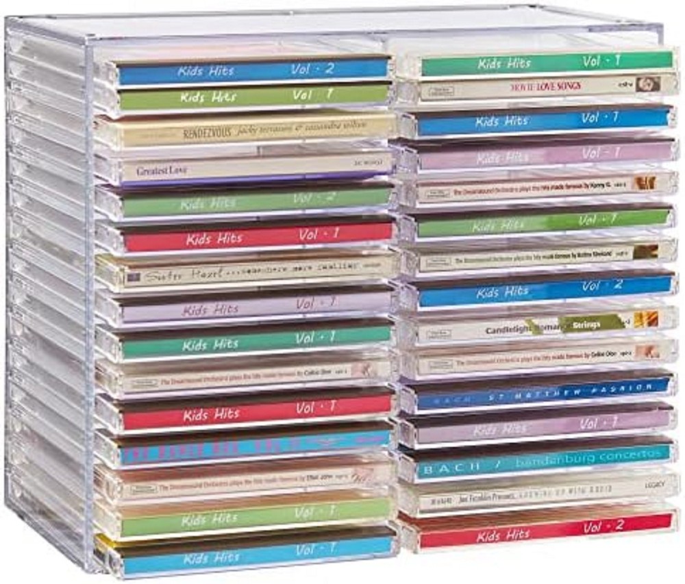 Stackable CD/DVD Multimedia Holder, Media Storage Rack, Clear Plastic 30 CD, US