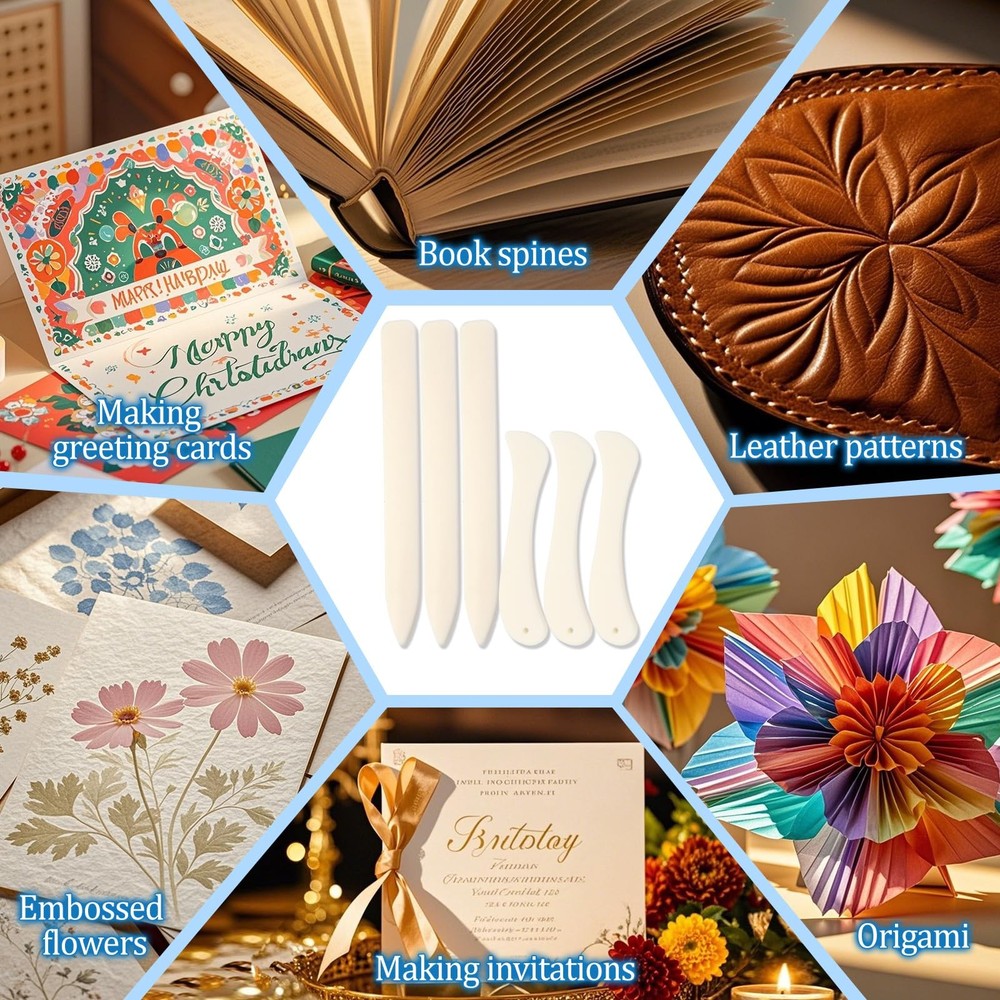 9 Pcs Bone Folder Tool Scoring Tool Folding Bone Plastic Paper Folding Tool B...