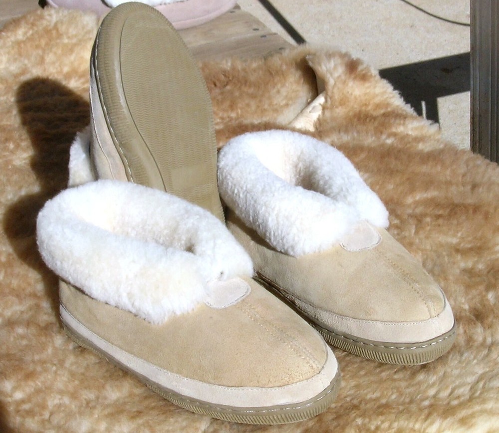 Sheepskin Slippers  Rubber Soles