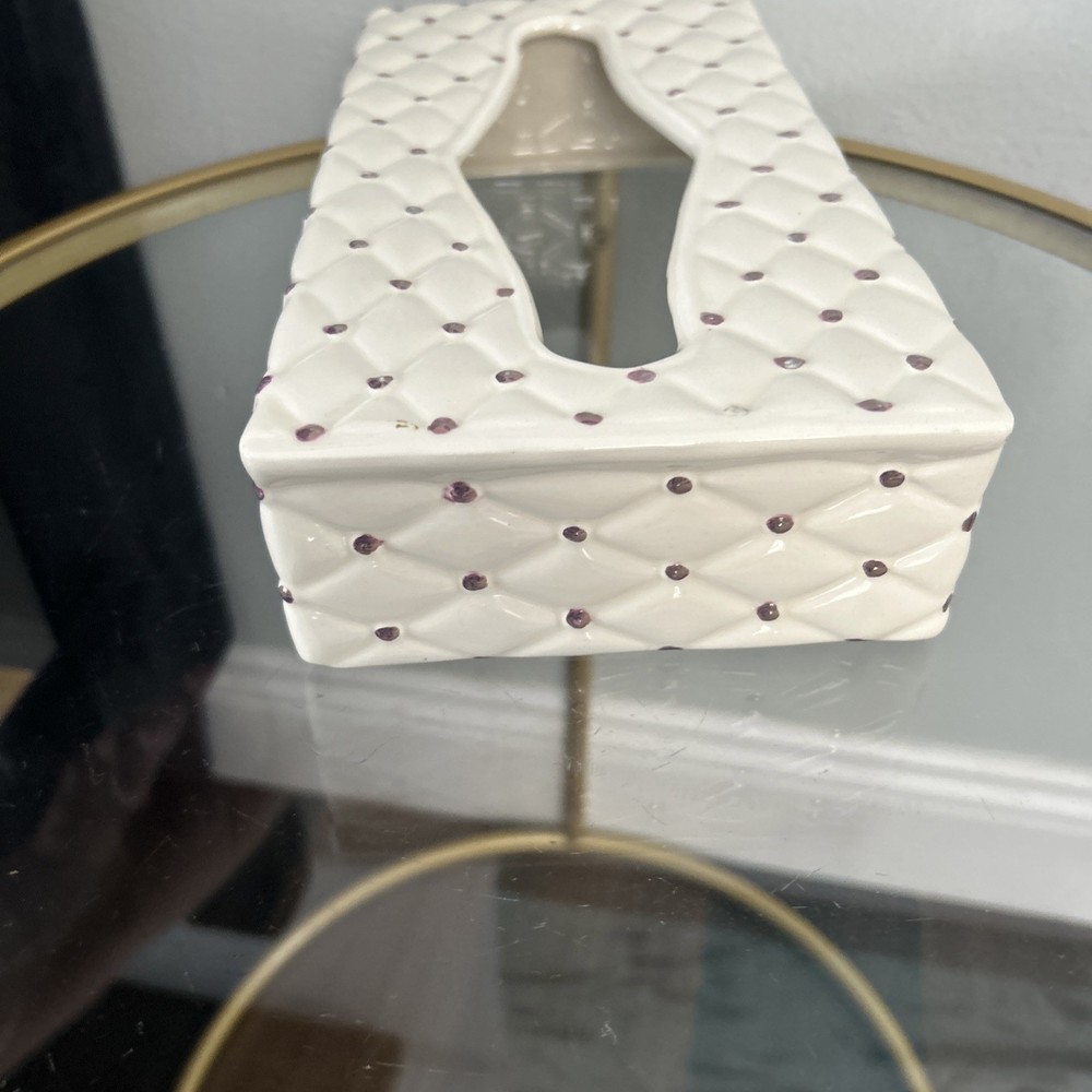 Quilited Ceramic Vanity Tissue Box Vintage