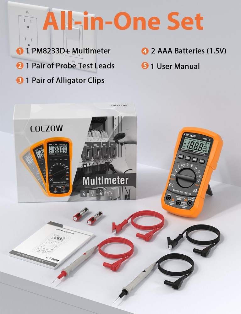 Compact Digital Multimeter Tester AC/DC Voltage, Current & Resistance Checker