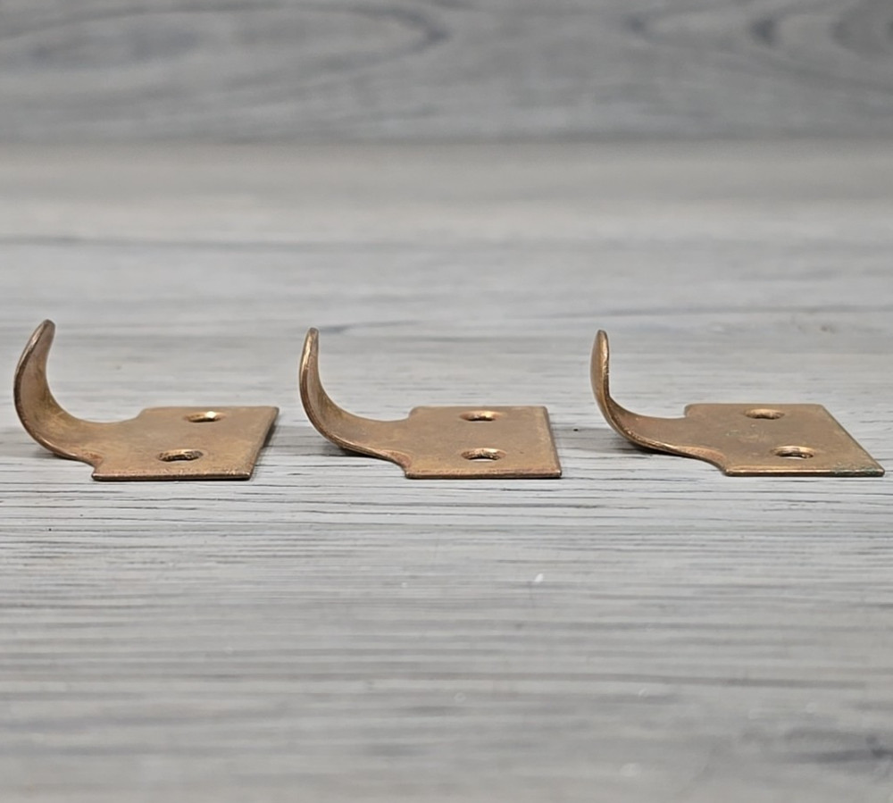 Antique-Style Solid Brass Sash Lifts: Hook Finger Pulls, 3-Piece Set