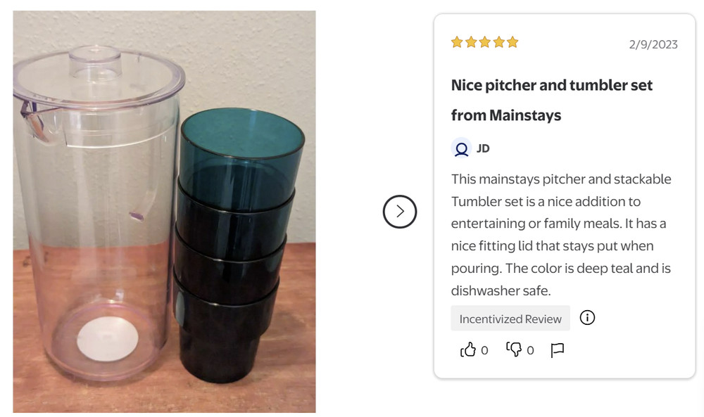 3-Quart Blue Acrylic Pitcher with 14-Ounce Stackable Tumbler Set