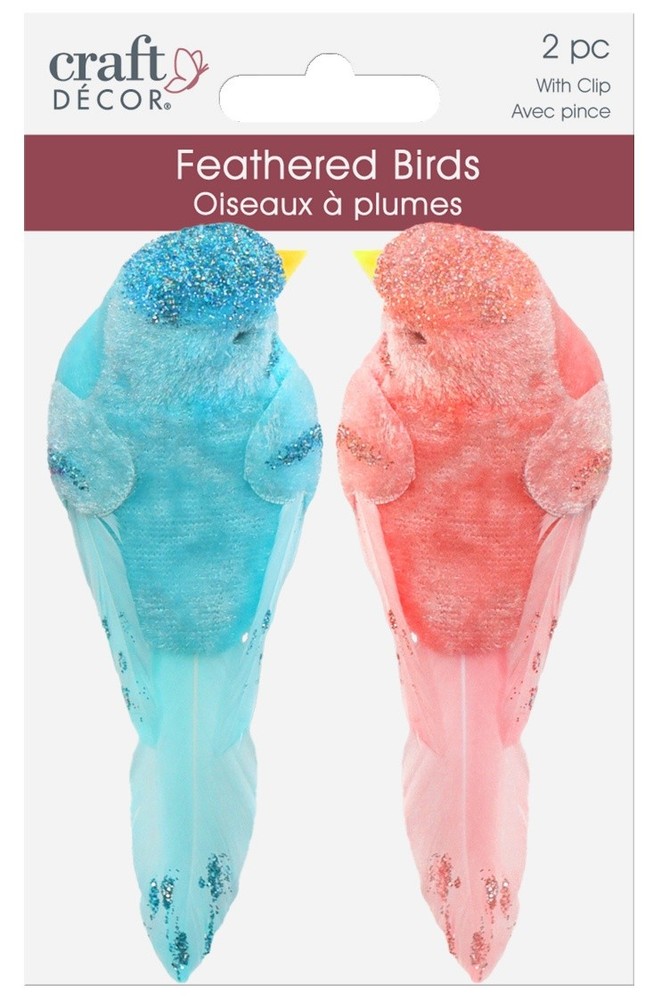 Craft Dcor Essentials FeatheredBird  4.3" 2/Pkg-Pastel - 6 Pack