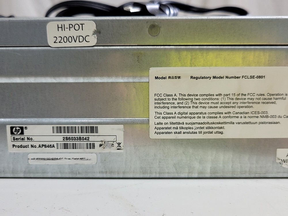 HP FCLSE-0801 AP846A Disk Enclosure SEE NOTES