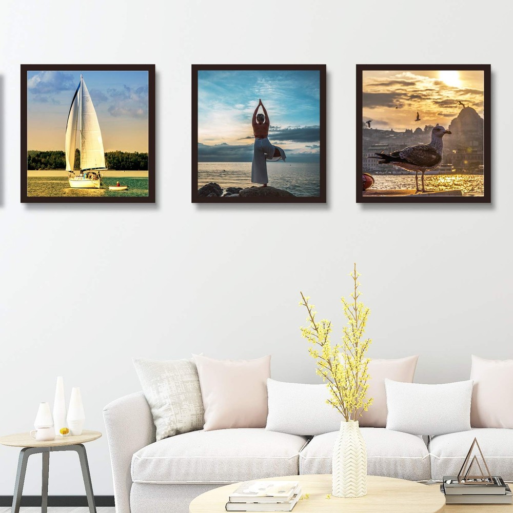 20x20 Frame Black With Mat 16x16 Solid Wood Picture Frames Wall Mounting (1 p...