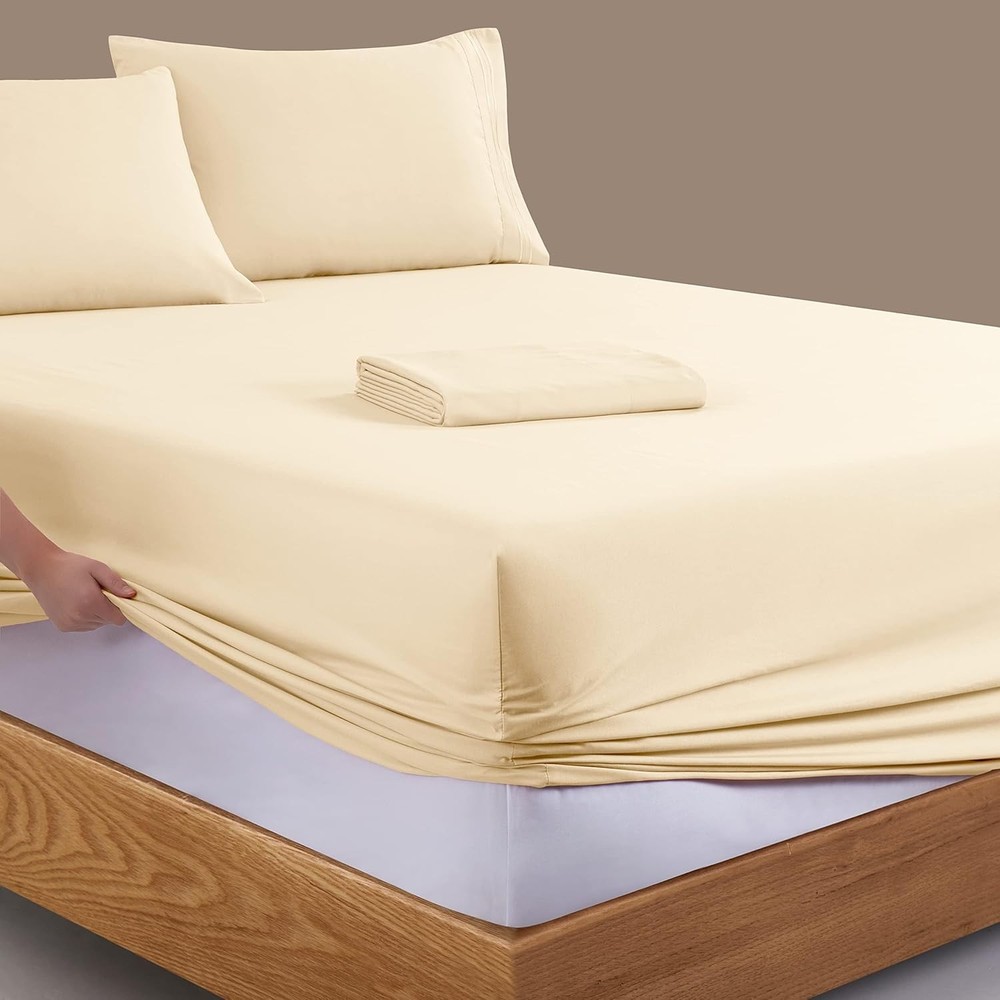 Extra Deep Pocket Queen Size Sheet Set -1800 Thread Count Sheets and Pillowcases