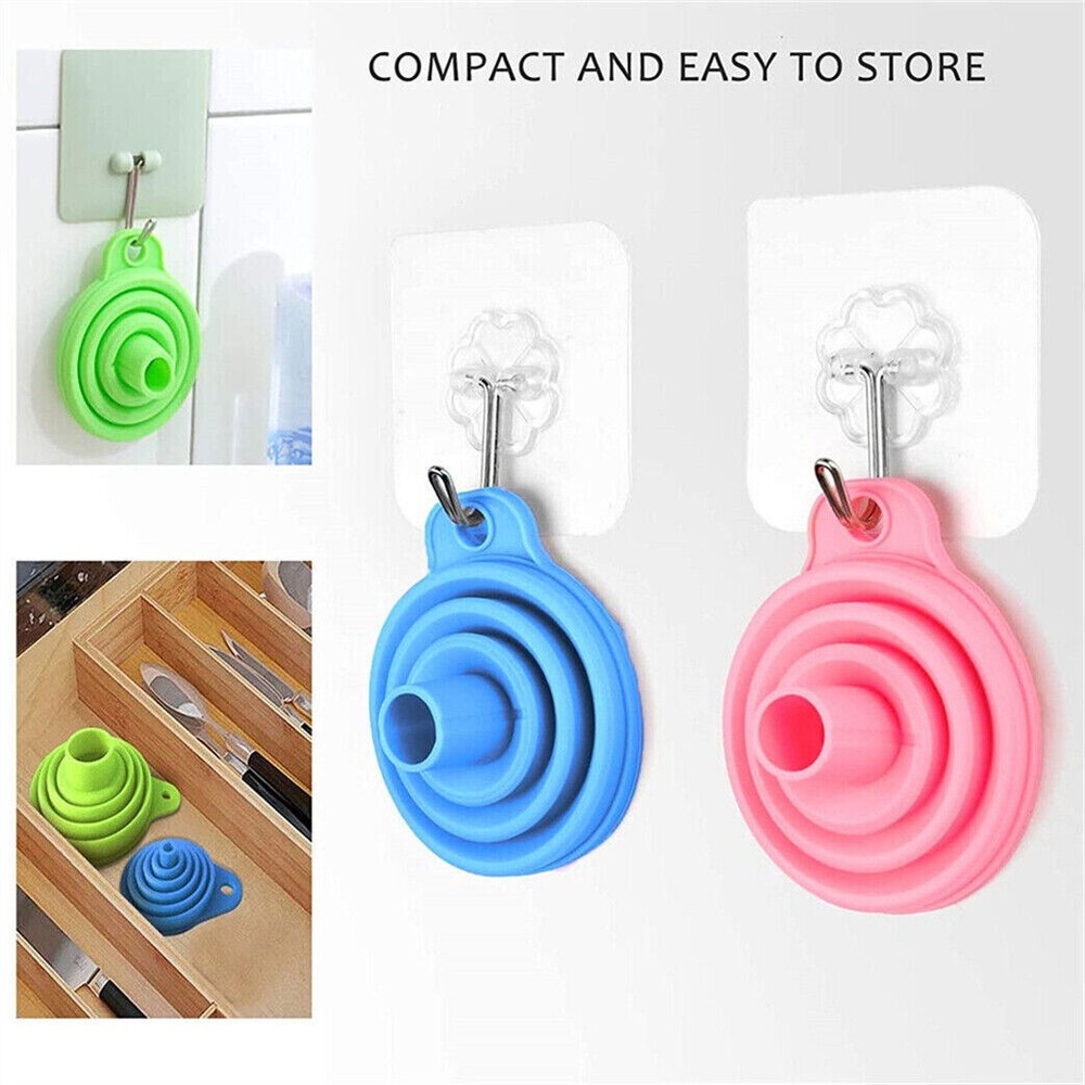 Silicone Collapsible Foldable Funnel Hopper Gel Kitchen Liquid Car Funnel Engine