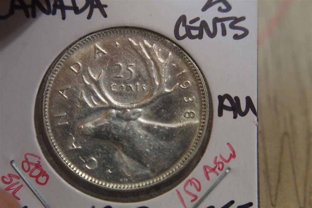 CANADA 25 CENTS 1938 SILVER KM35 #4