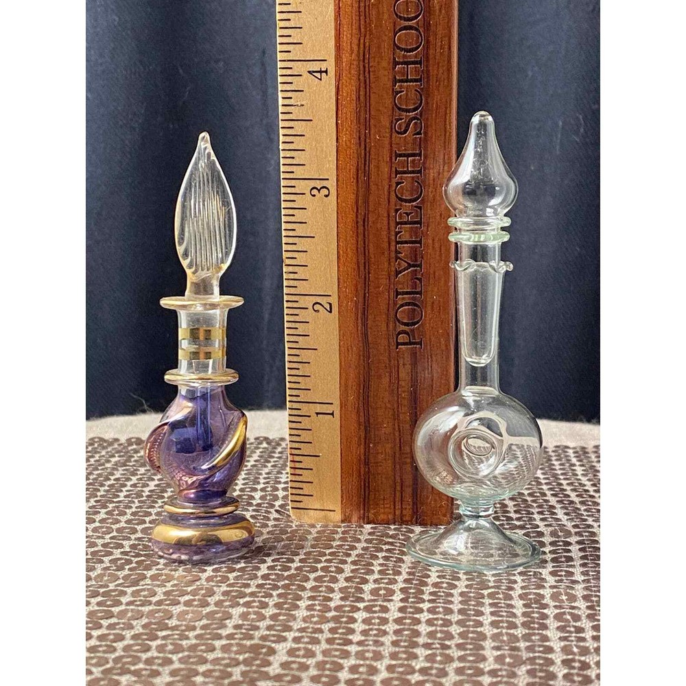 Pair (2) Very Small Perfume Bottles with Stoppers.