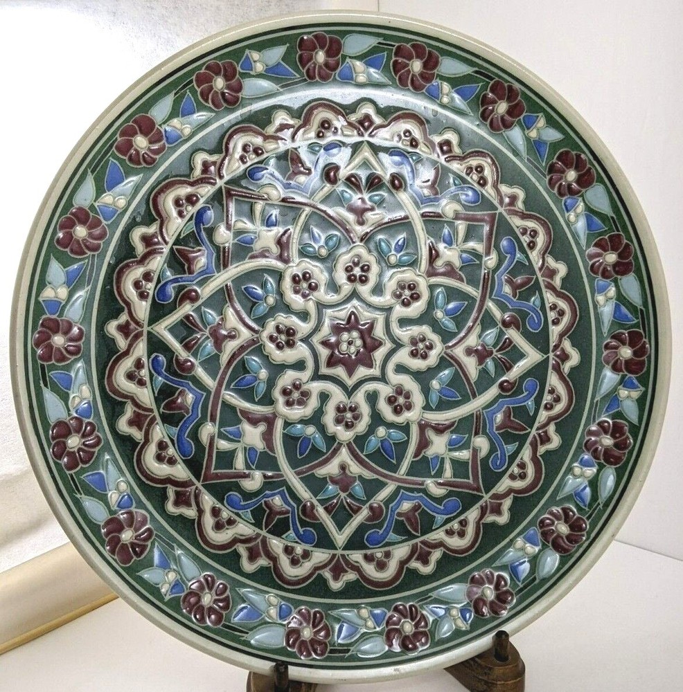 Hand Made Kutawya Artisan Wall Hanging Plate Turkey Signed
