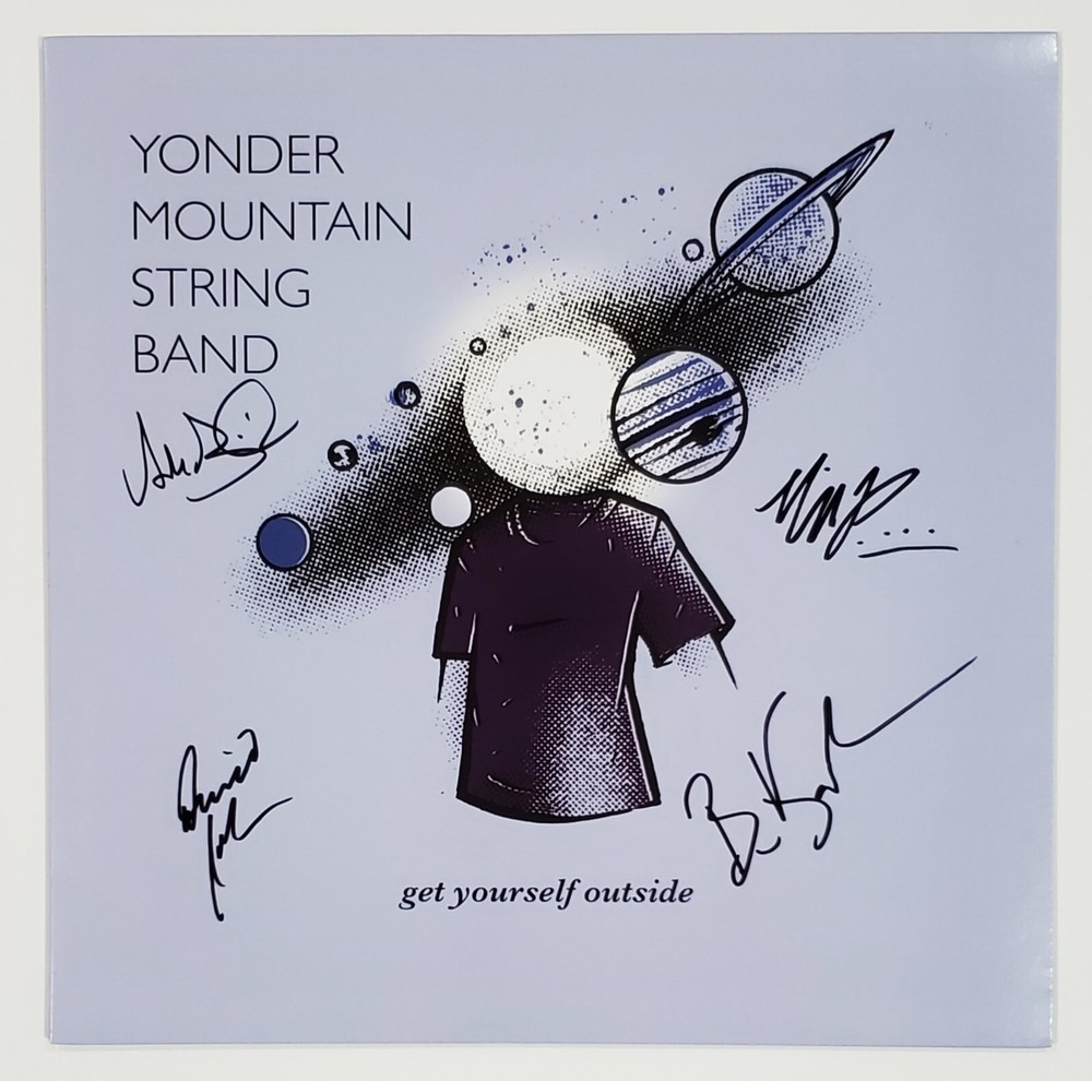 YONDER MOUNTAIN STRING BAND SIGNED GET YOURSELF OUTSIDE VINYL LP ALBUM JSA CERT