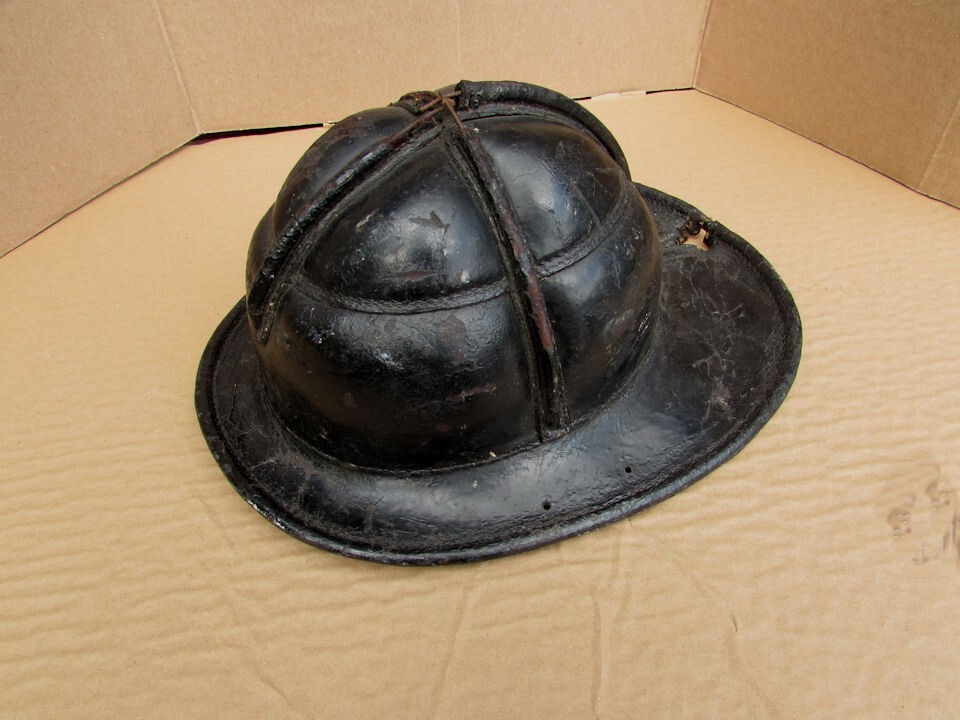 Vintage Cairns Leather Fire Hat Helmet