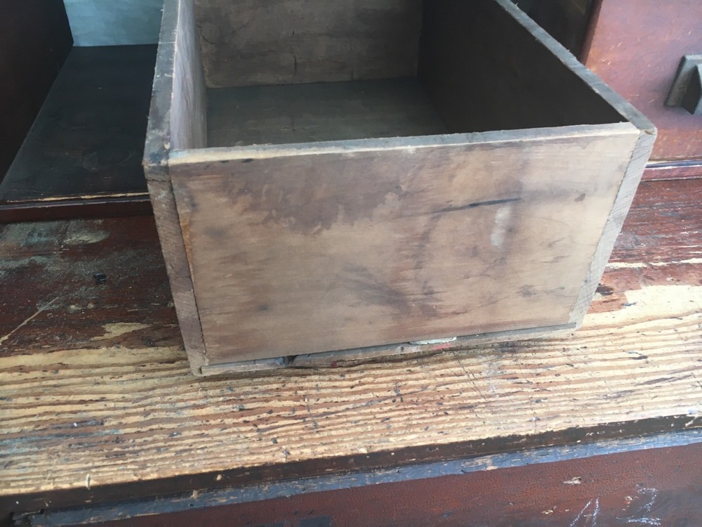c1900 antique apothecary draw maple front original handle 16.5" x 11" x 6.75"