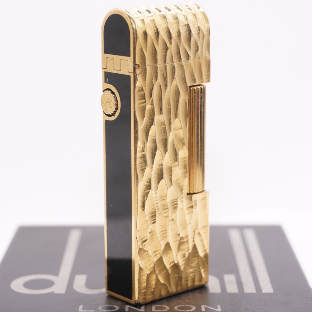 Dunhill Dome Lighter Gold plated with Black Lacquer_ Fully Working Condition
