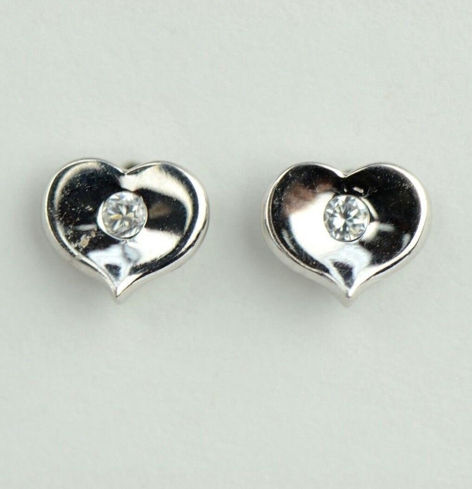 14K White or Yellow Gold Heart Shape CZ Stud Earrings
