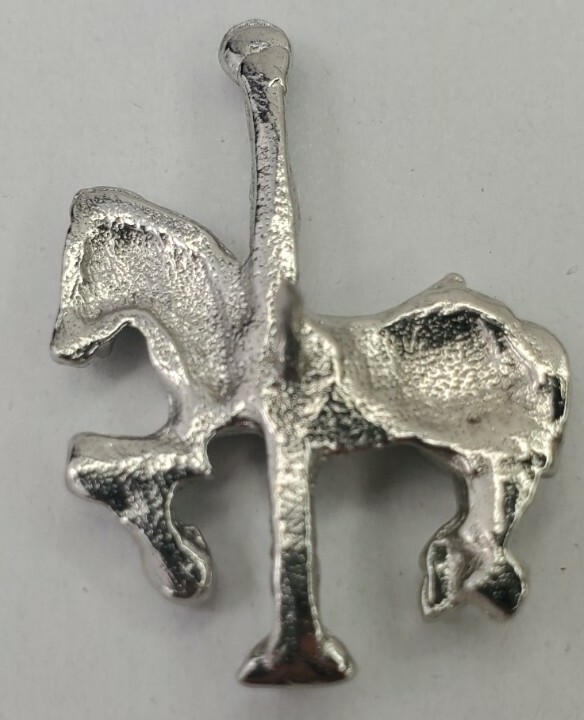 Carousel Horse Silver Tone Thick Lapel Pin Pinback