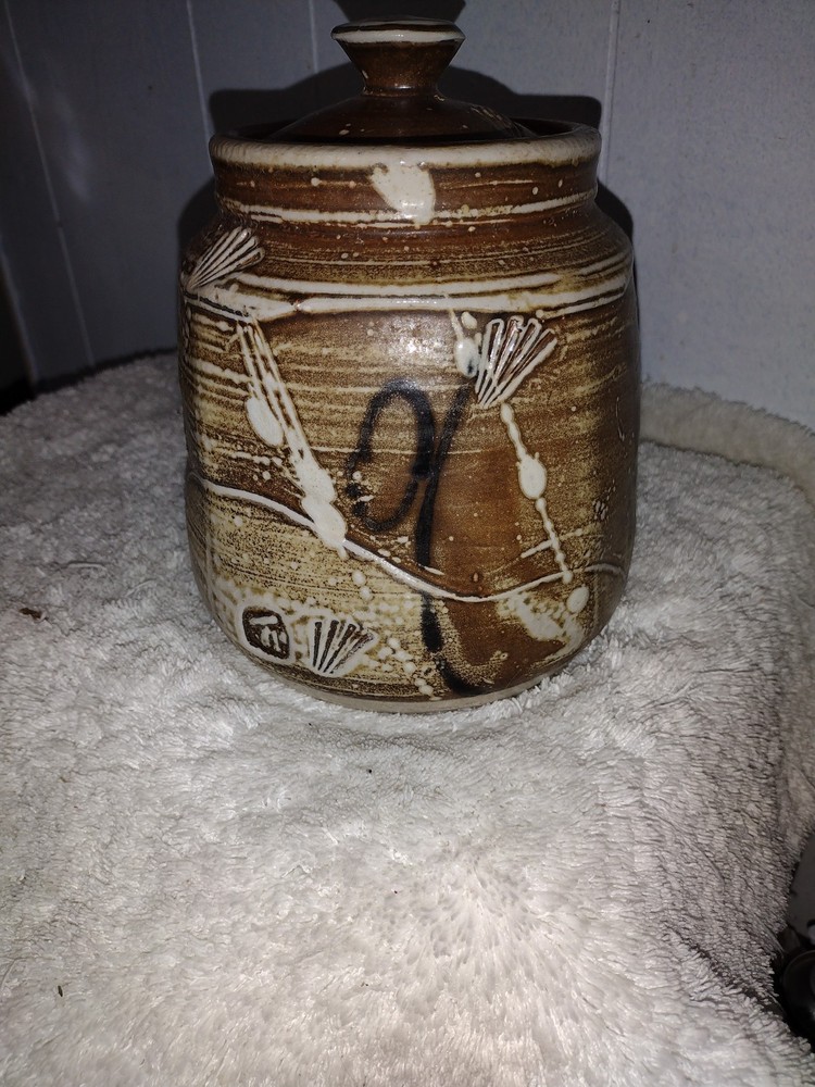 Studio Art Pottery Liddef Jar With Abstract Decoration.