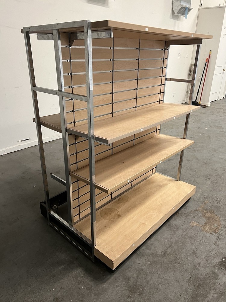 Retail Store Display Slat Wall Chrome W Shelves Double Sided 4 Available