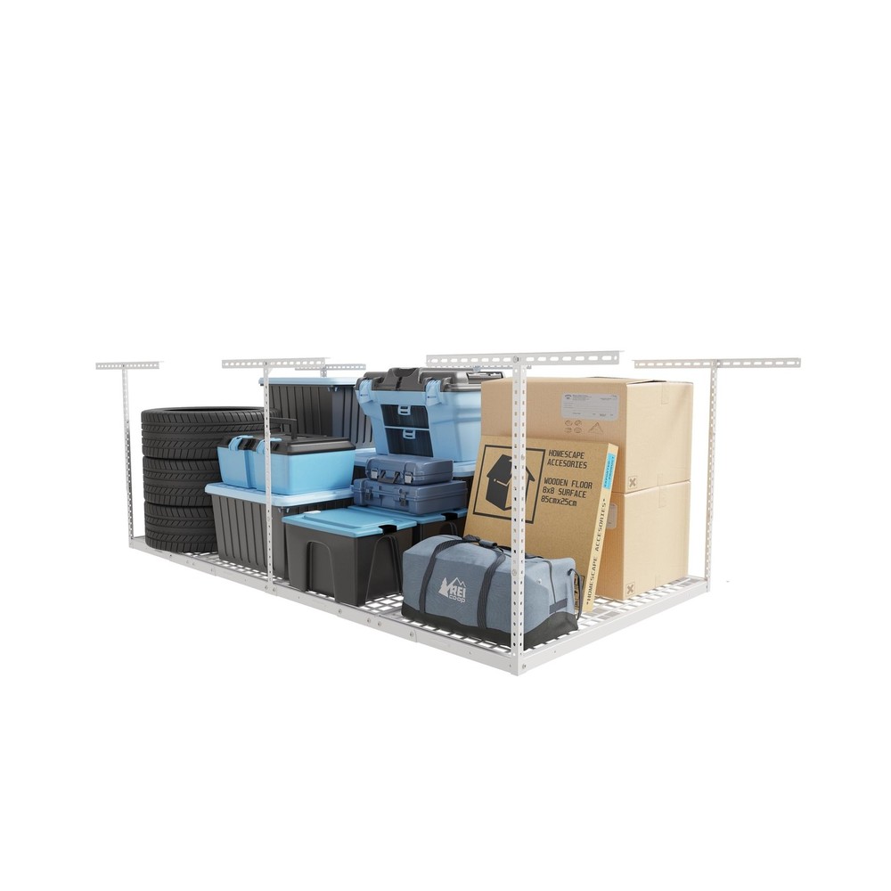 FLEXIMOUNTS 4x8 Overhead Garage Storage Rack, Adjustable Organization System,...