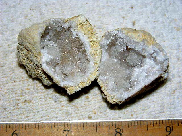 Geode pair opened with crystal centers 2 inch G70
