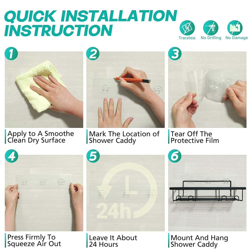 Shower Caddy Bathroom Shelves Shower Organizer, 2-Pack Black