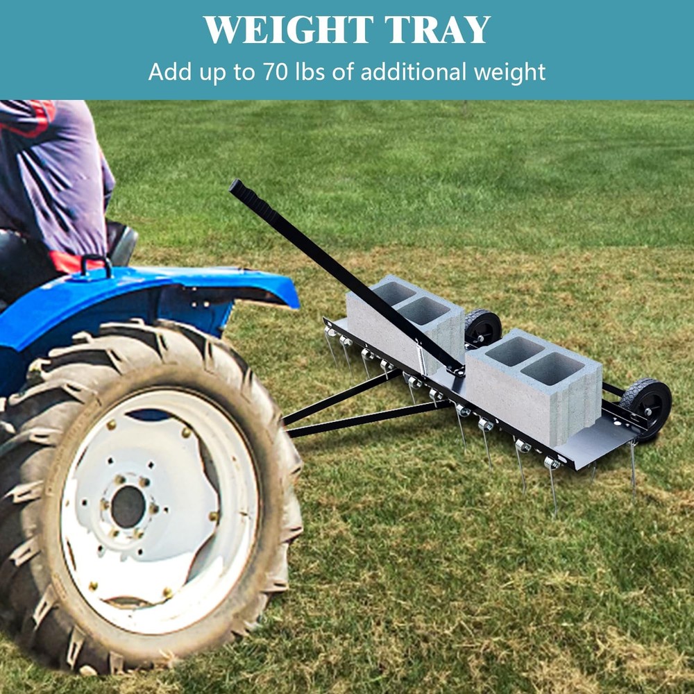 40"Tow Behind Dethatcher,Pull Behind Dethatcher with 20 Tines,Rake ATV for Leave
