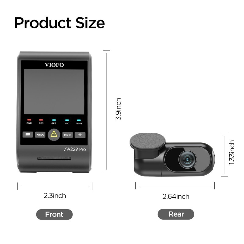 VIOFO A229 PRO 2CH 4K+2K HDR Dash Cam