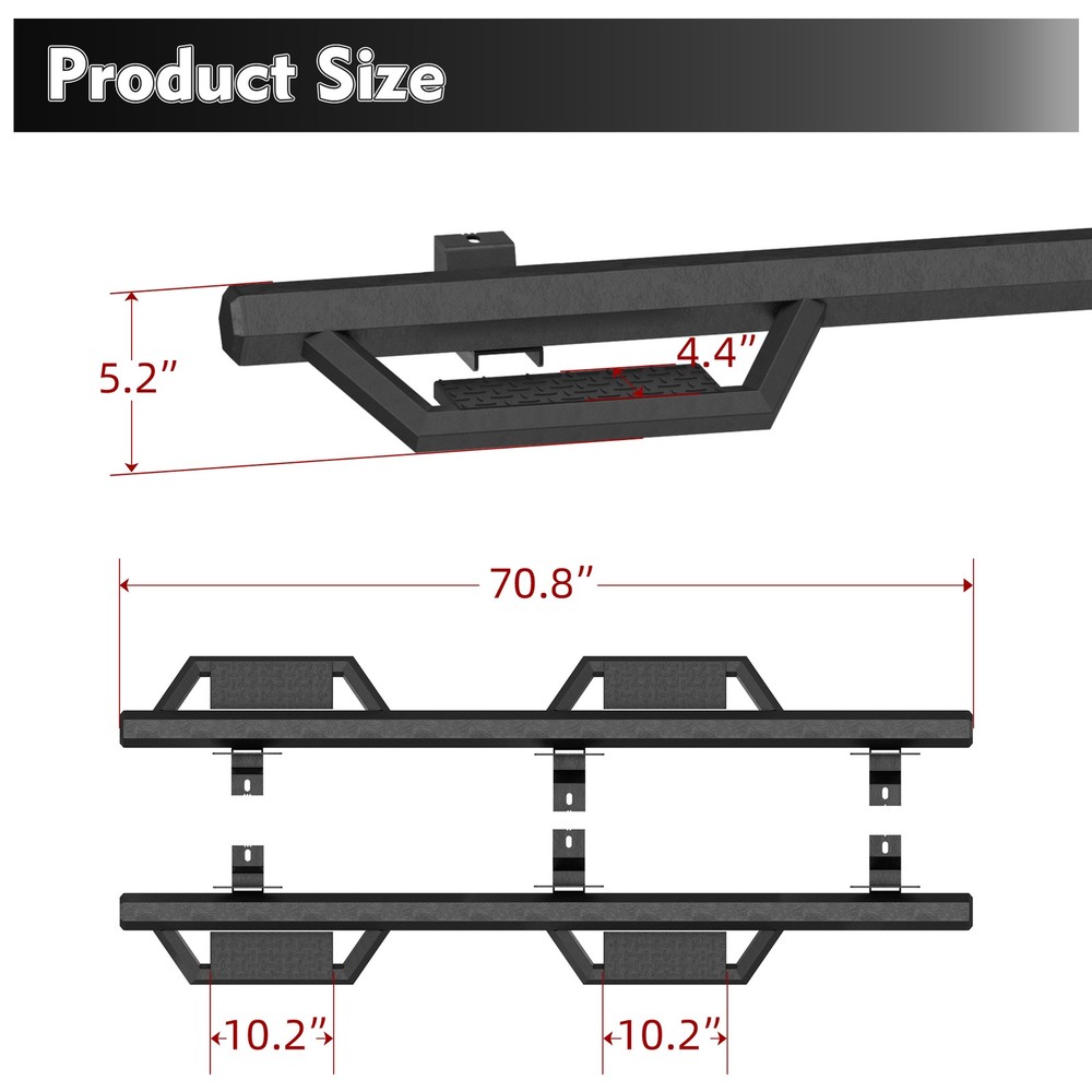 Running Boards Side Steps For 18-26 Wrangler JL (Include 4XE Model) Two Stairs