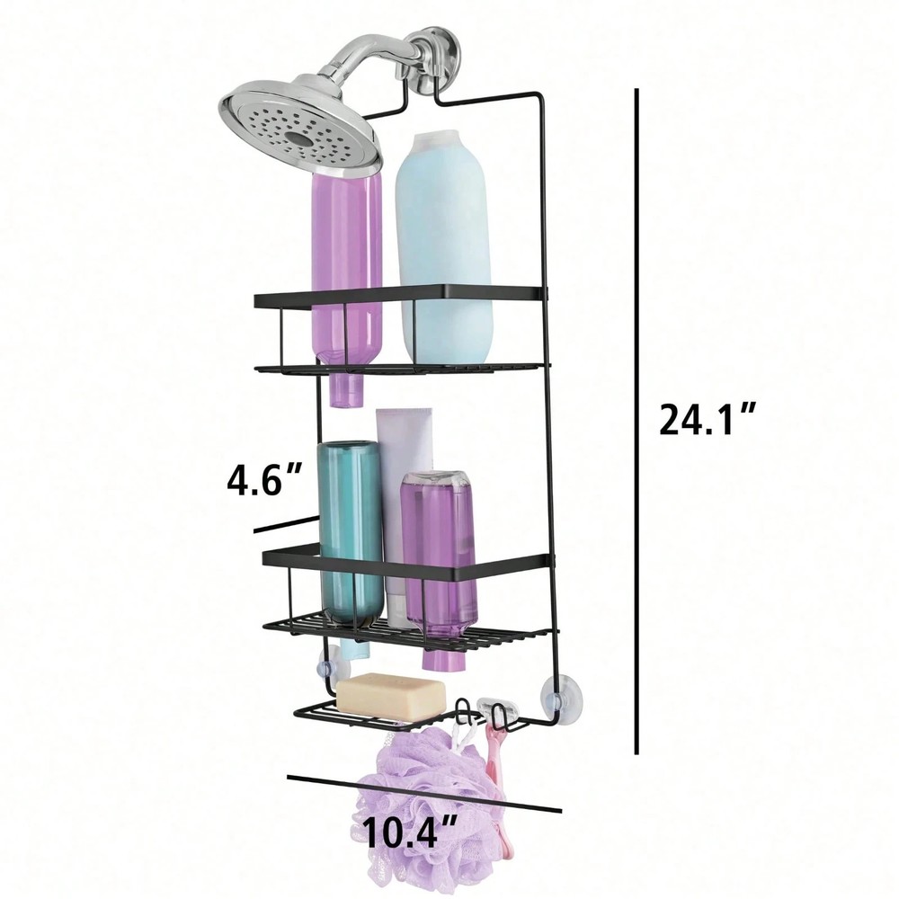 Matte Black 2-Tier Hanging Shower Caddy