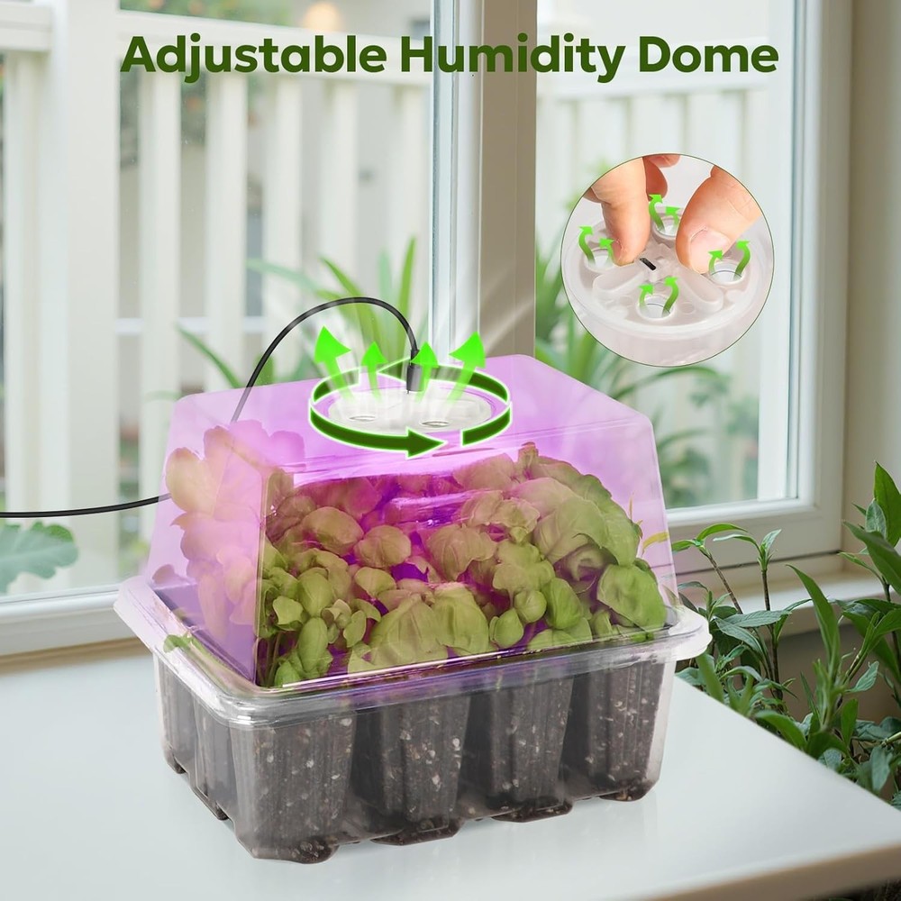 Seed Starter Kit with Grow Light, Elevated Seedling Tray Kit with Adjustable ...