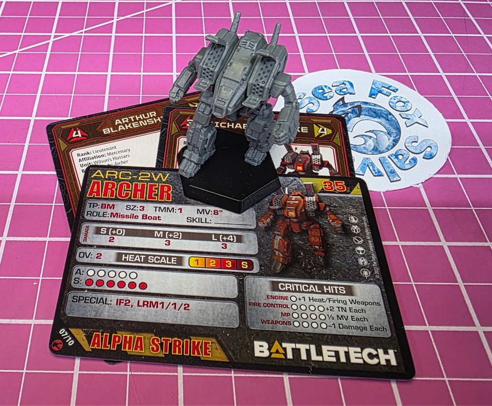 Battletech Archer Mech + Pilot Cards Wolf's Dragoons Assault Star