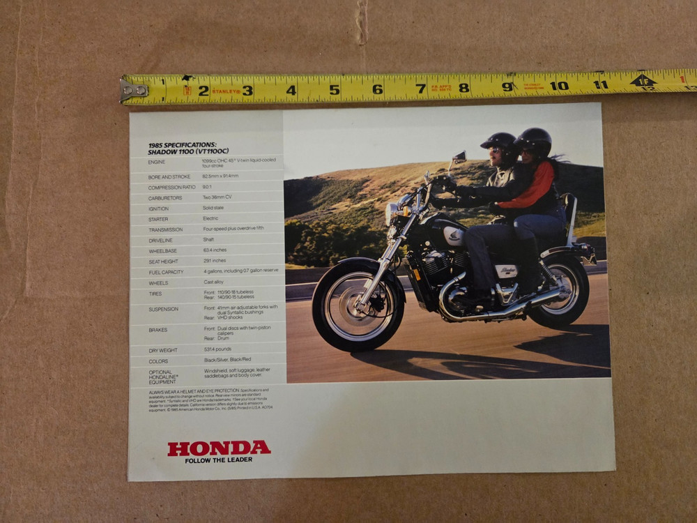 1985 Honda Shadow 1100 Brochure
