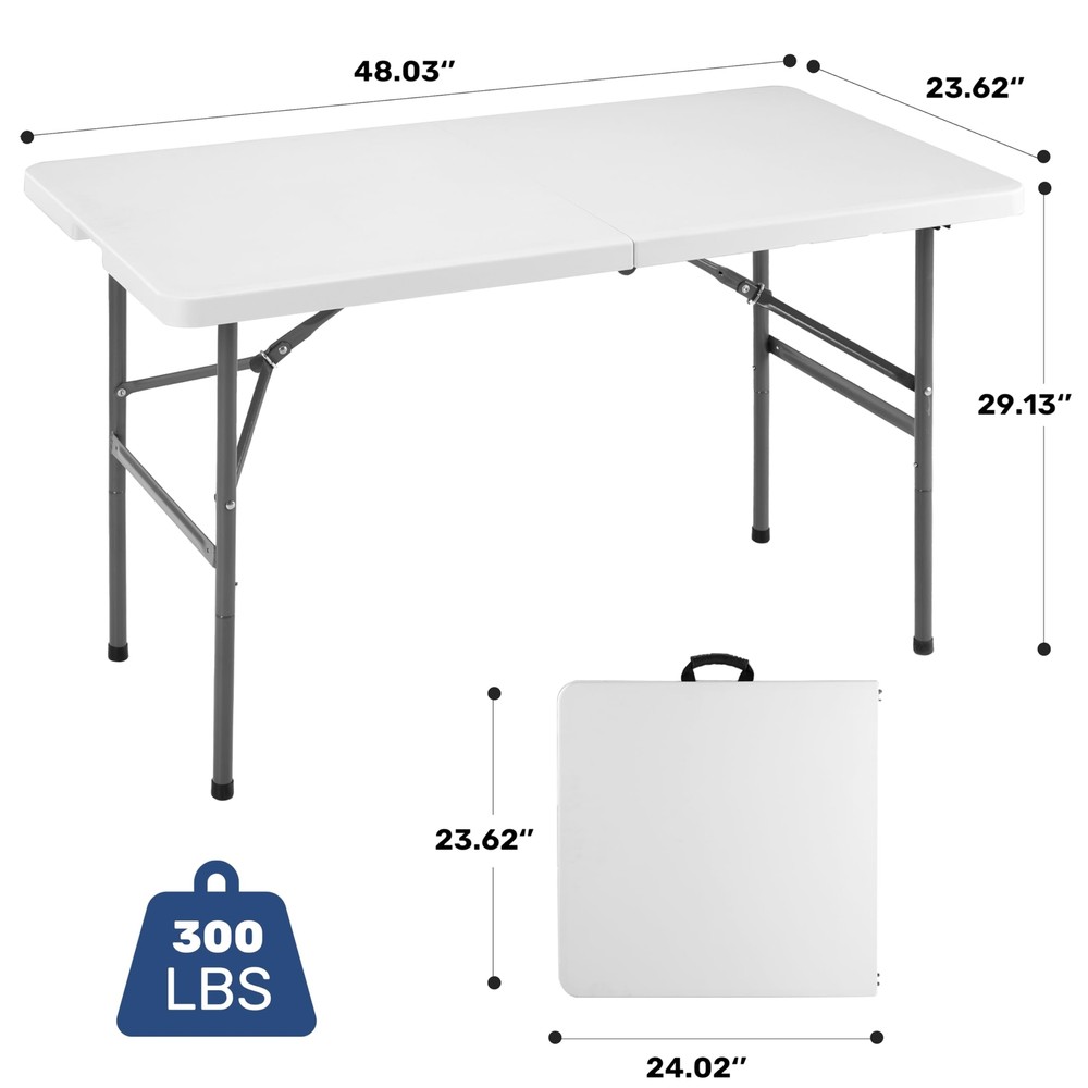 Portable 4ft Folding Table with Handle - Ideal for Camping, Picnics & Parties