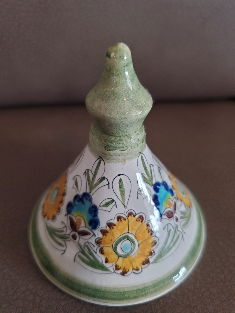 Miniature Moroccan Tagine Hand Painted Decorative Ceramic 4" Tall