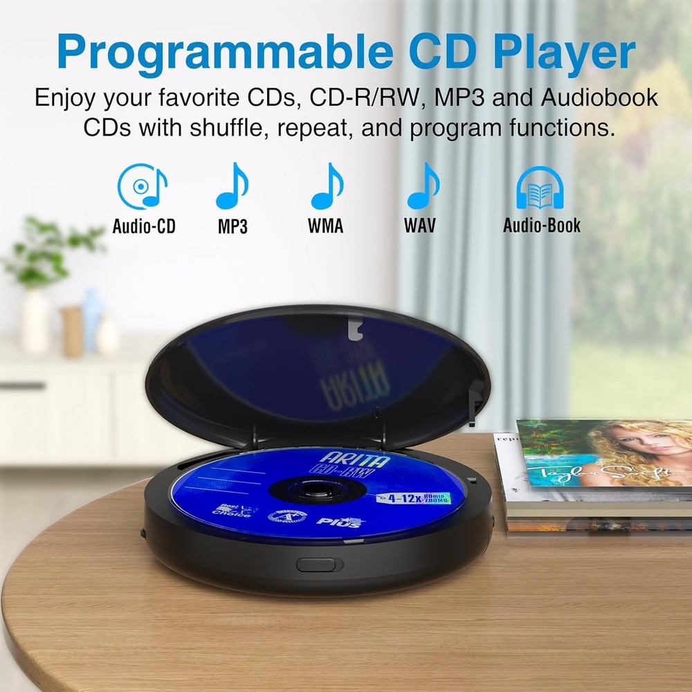 FM Transmitter CD Player with Bluetooth & Anti-Skip - Enjoy Music Anywhere
