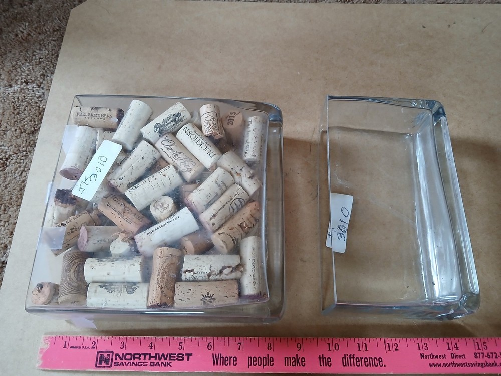Lot of 2 Heavy Glass Rectangular Type Vases - Used