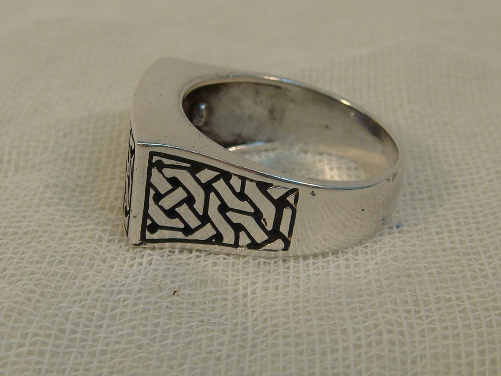 STERLING SILVER CELTIC KNOT RING SIZE 12 SQUARE KNOTWORK MODERNIST