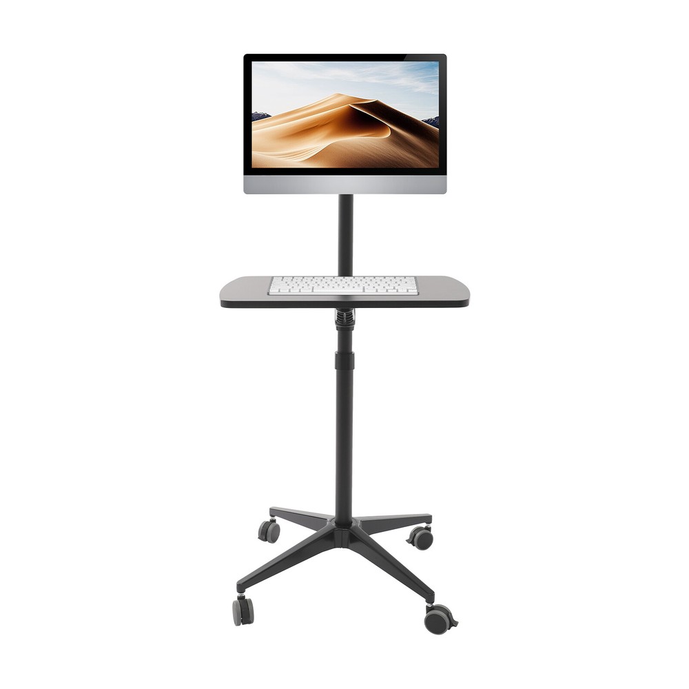 Portable Rolling Laptop Floor Standing Table Mobile Workstation Adjustable Hight