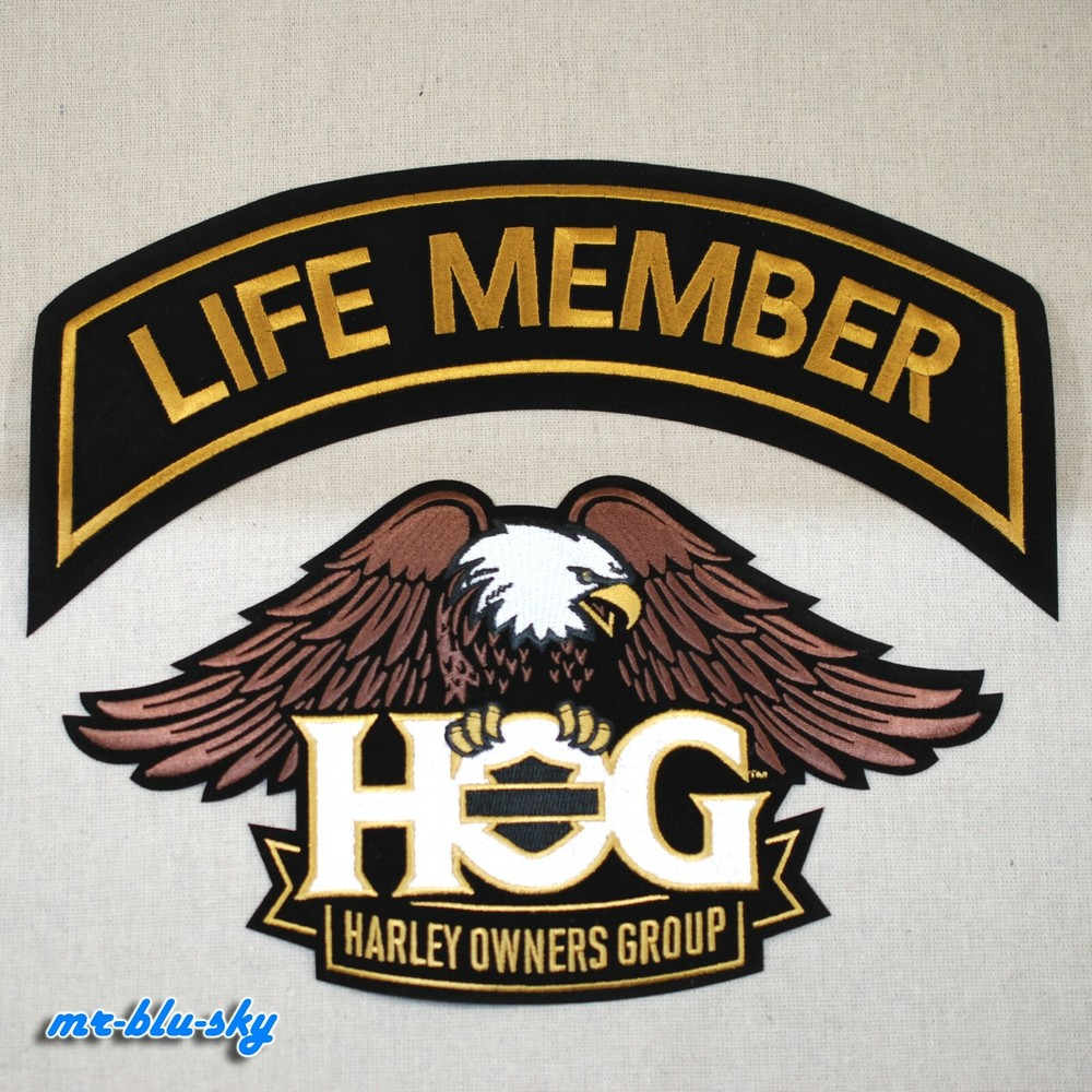 Large Eagle & Life Member Gold Patch Set ~ Harley Davidson Owners Group HOG