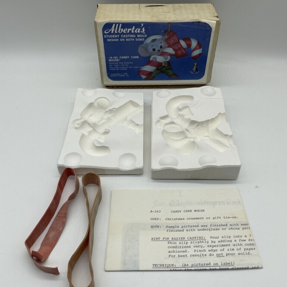 VTG 1979 Alberta's Student Ceramic Casting Mold #A-163 Candy Cane Mouse w/ Box